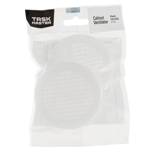 Taskmaster 53mm White Plastic Cabinet Ventilator 2 Pack