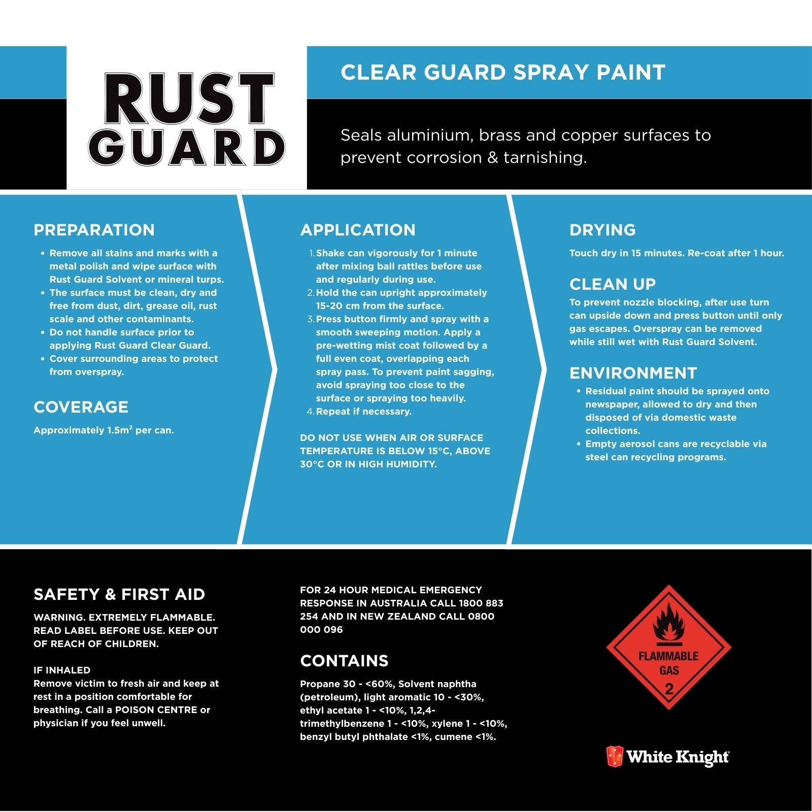 White Knight Rust Guard 300g Clear Guard Quick Dry Spray Paint