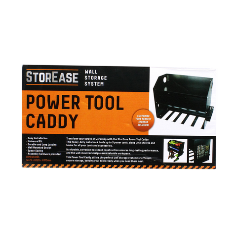 StorEase Wall Storage System Power Tool Caddy, Black Powder Coated, Indoor