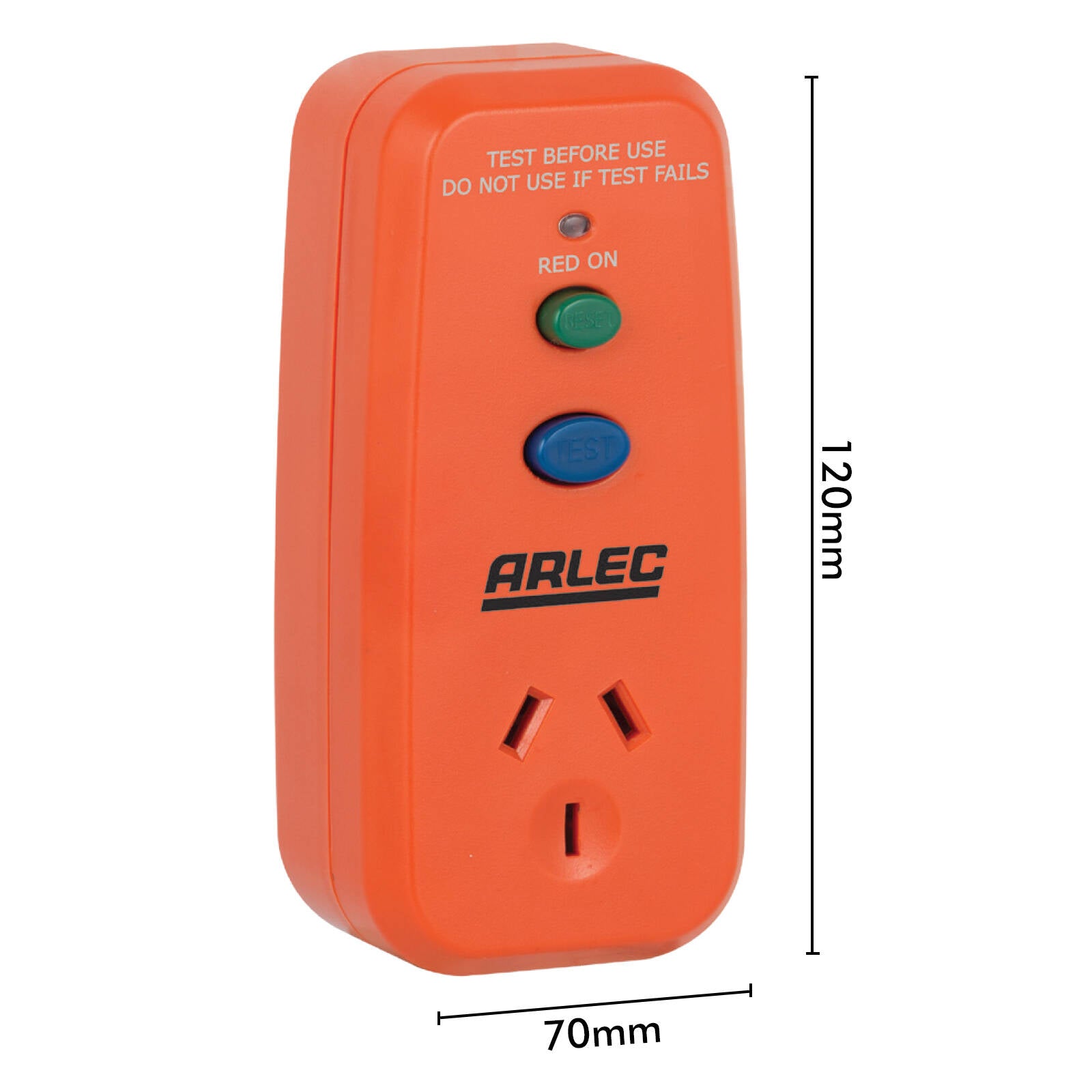 Arlec Single Outlet Safety Switch - 10A RCD Protected Plug-In Adaptor, Orange PB91