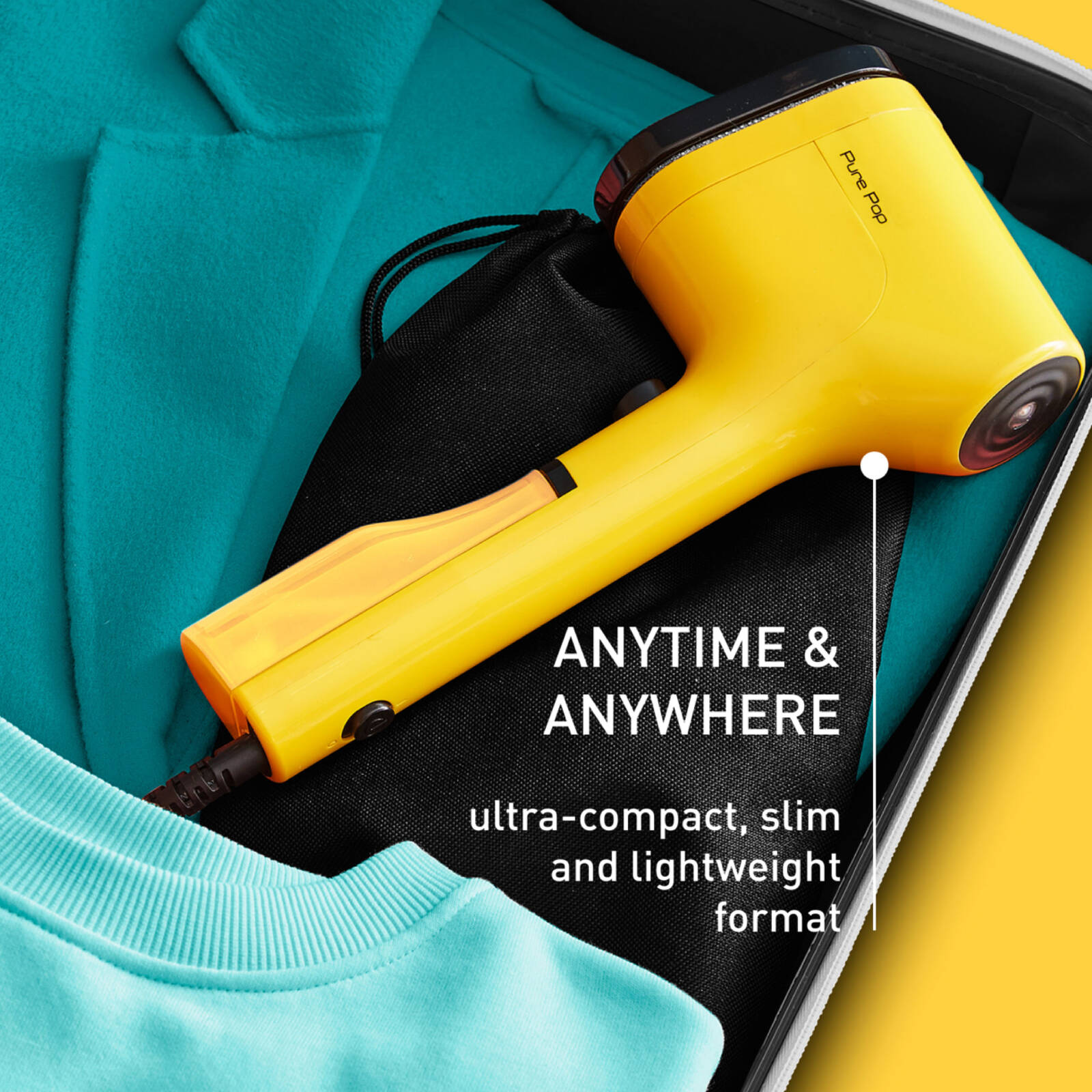 Tefal Pure Pop Handheld Garment Steamer Sunshine Yellow DT2026