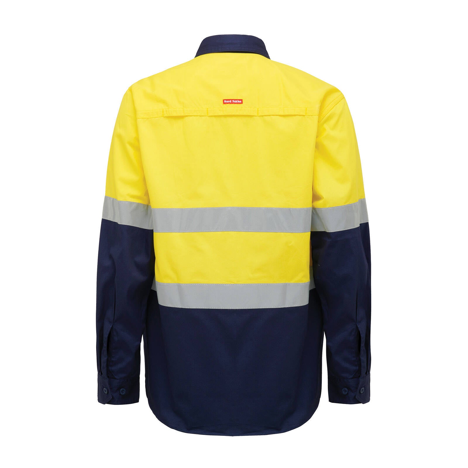 Hard Yakka Yellow/Navy Hi Vis Taped Long Sleeve Cotton Shirt Size M