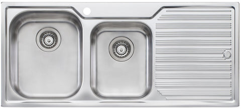 Oliveri Diaz 1 and 3/4 Bowl Right Hand Drainer Topmount Sink - 1080mm Polished Stainless Steel - DZ111