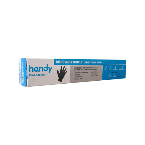 Handy Black Nitrile Disposable Gloves 20 Pack One Size
