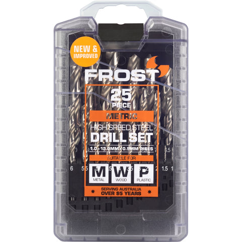 Frost 25 Piece HSS Metric Jobber Drill Bit Set