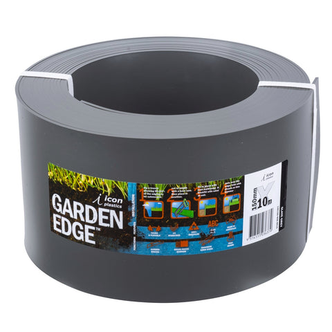 Icon Plastics 150mm x 10m Slate Grey HDPE Garden Edge