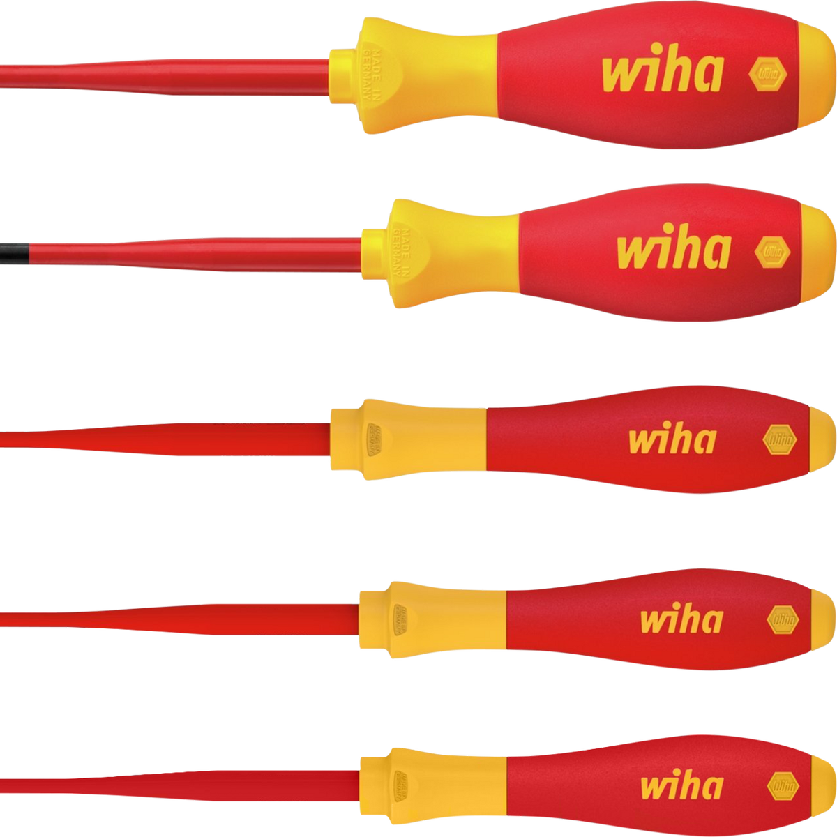 Wiha 5 Piece Insulated VDE Screwdriver Set - Red/Yellow - Ergonomic Design - SuperSaverAU - view 1