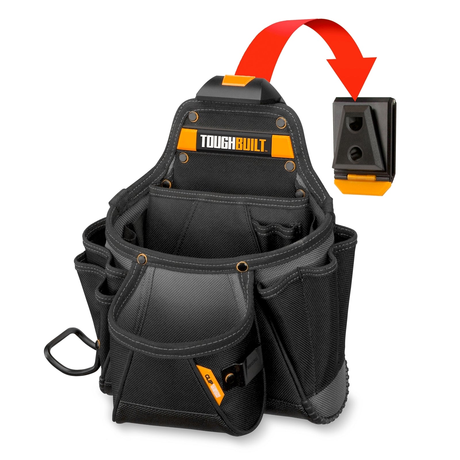ToughBuilt Contractor Pouch, Polyester, 23 Pockets, ClipTech Hub, Weather Resistant
