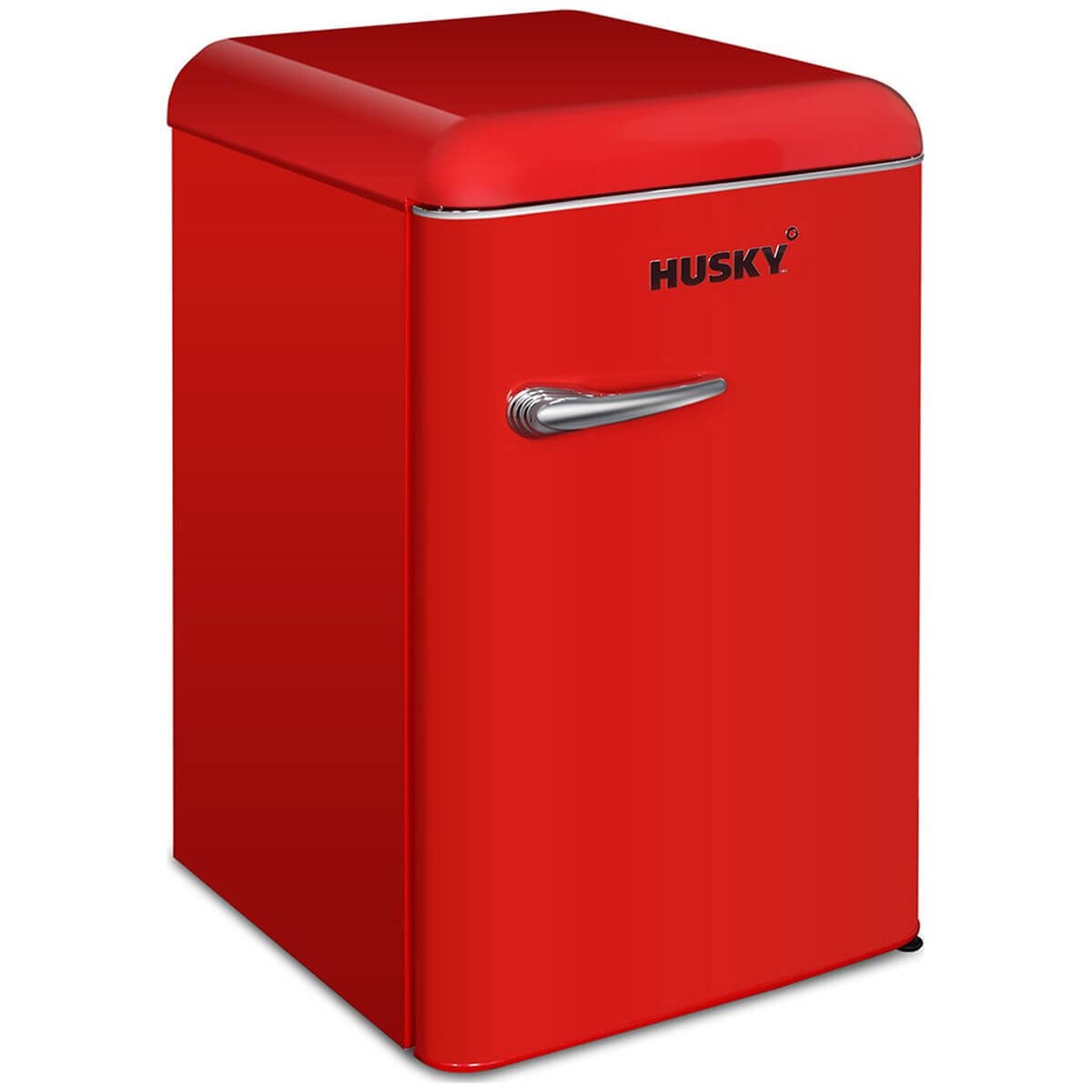 Husky 118L retro style bar fridge - red, 12L freezer compartment, adjustable shelves - HUSRET135RDHU