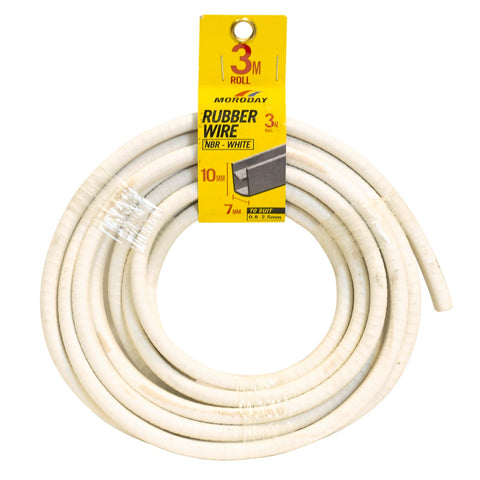 Moroday 7 x 10mm x 3m White NBR Rubber U Channel Wire
