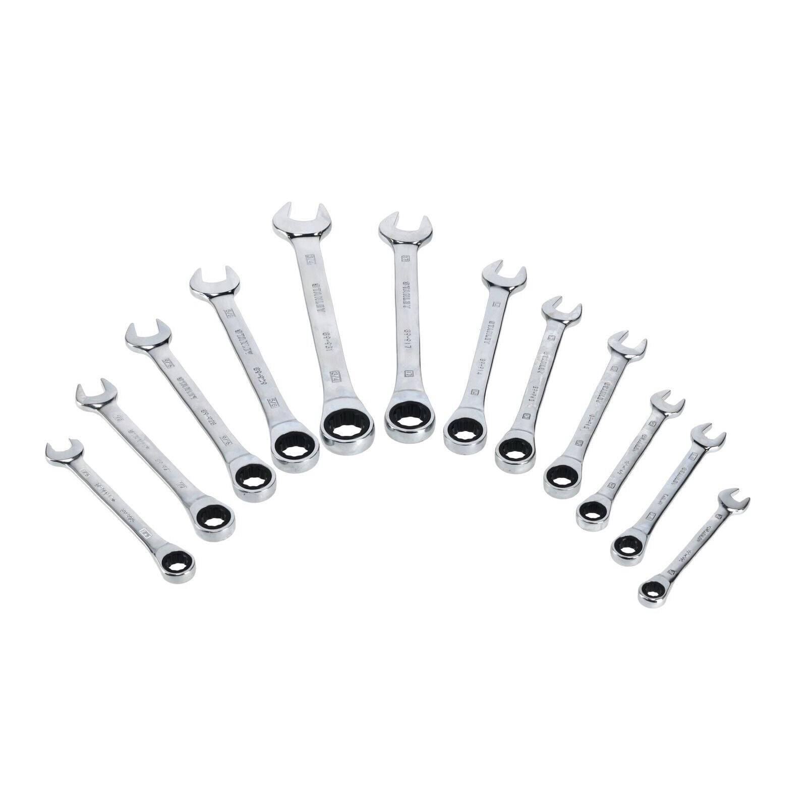 Stanley 12 Piece Geared Metric & AF Ring/Open End Spanner Set, Rust Resistant
