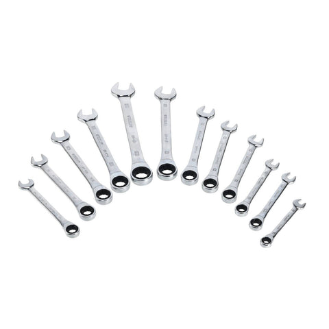 Stanley 12 Piece Geared Metric & AF Ring/Open End Spanner Set, Rust Resistant