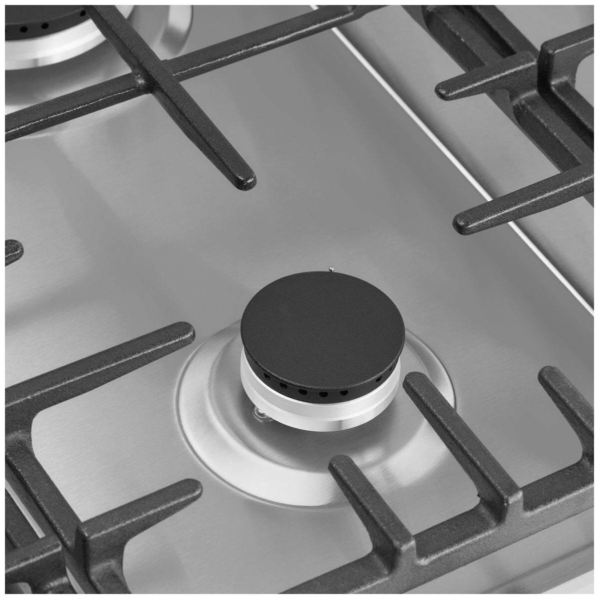 Omega 70cm Natural Gas Cooktop - Stainless Steel, Five Burners, 20MJ Triple Ring Wok Burner - OCG705WX
