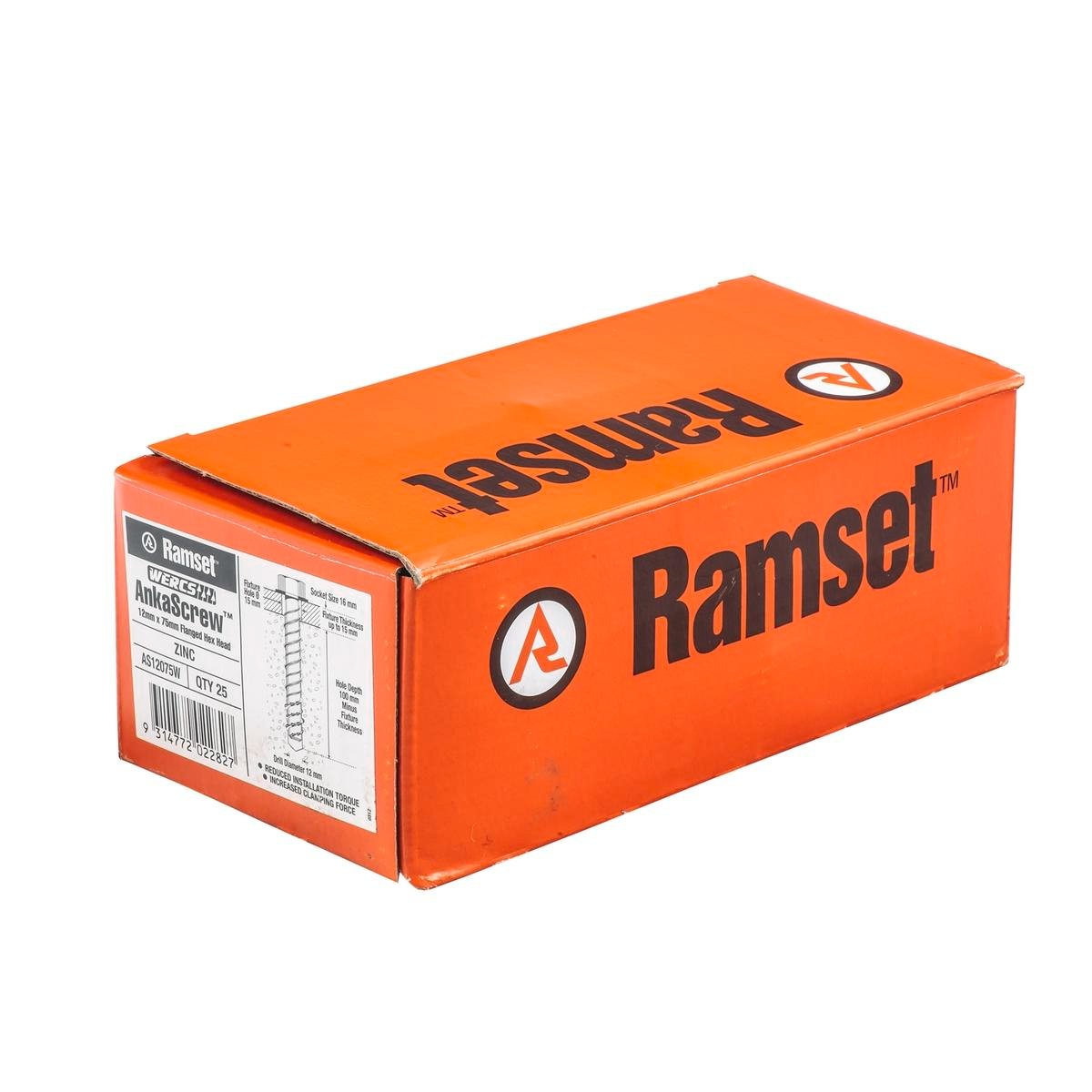 Ramset Ankascrew Masonry Anchor 12x75mm Zinc 25 Pack Easy Install - SuperSaverAU - view 1