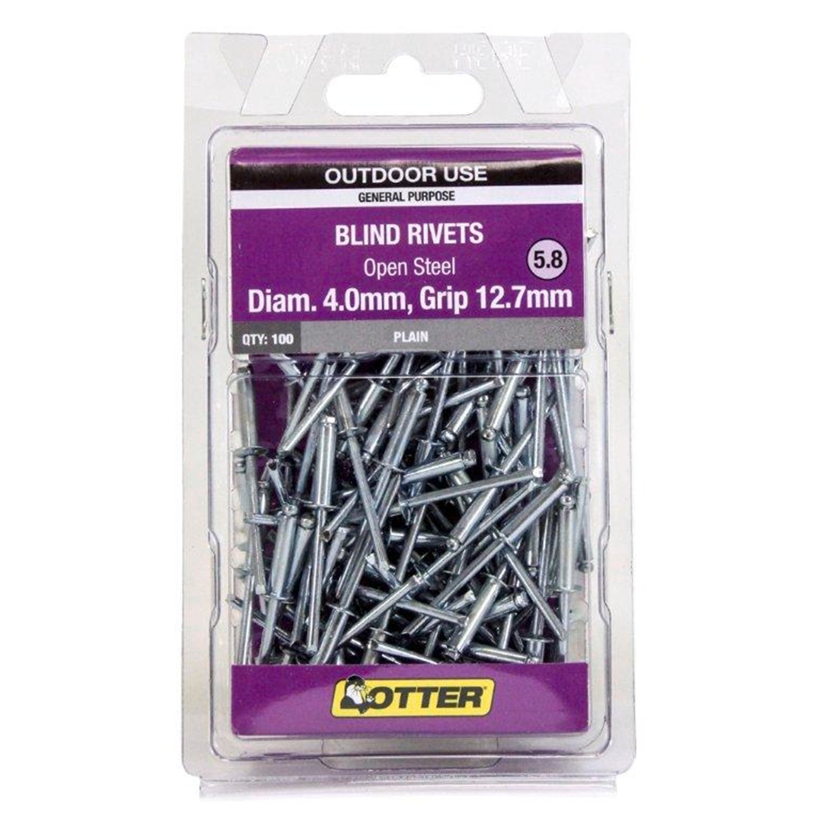 Otter 4.0 x 12.7mm Open Steel Blind Rivets 100 Pack