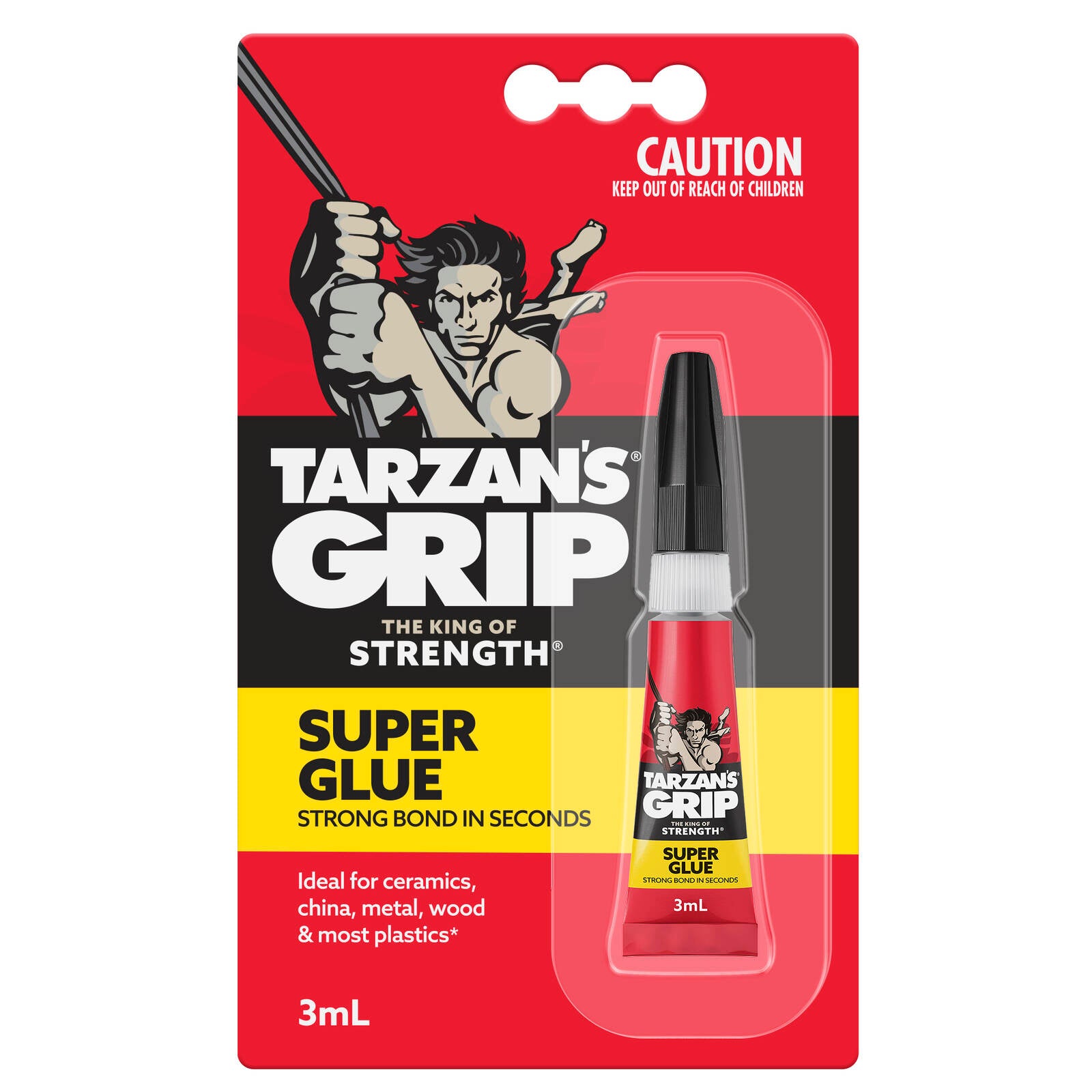 Selleys Tarzan's Grip Super Glue 3mL Clear Multi-Purpose Adhesive