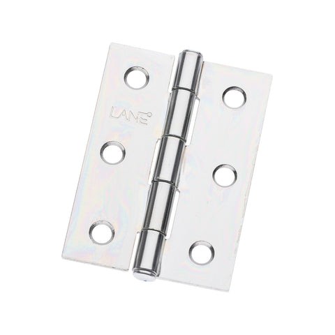 Lane 70 x 50 x 1.6mm Zinc Plated Durasmooth Fixed Pin Butt Hinge, 2 Pack