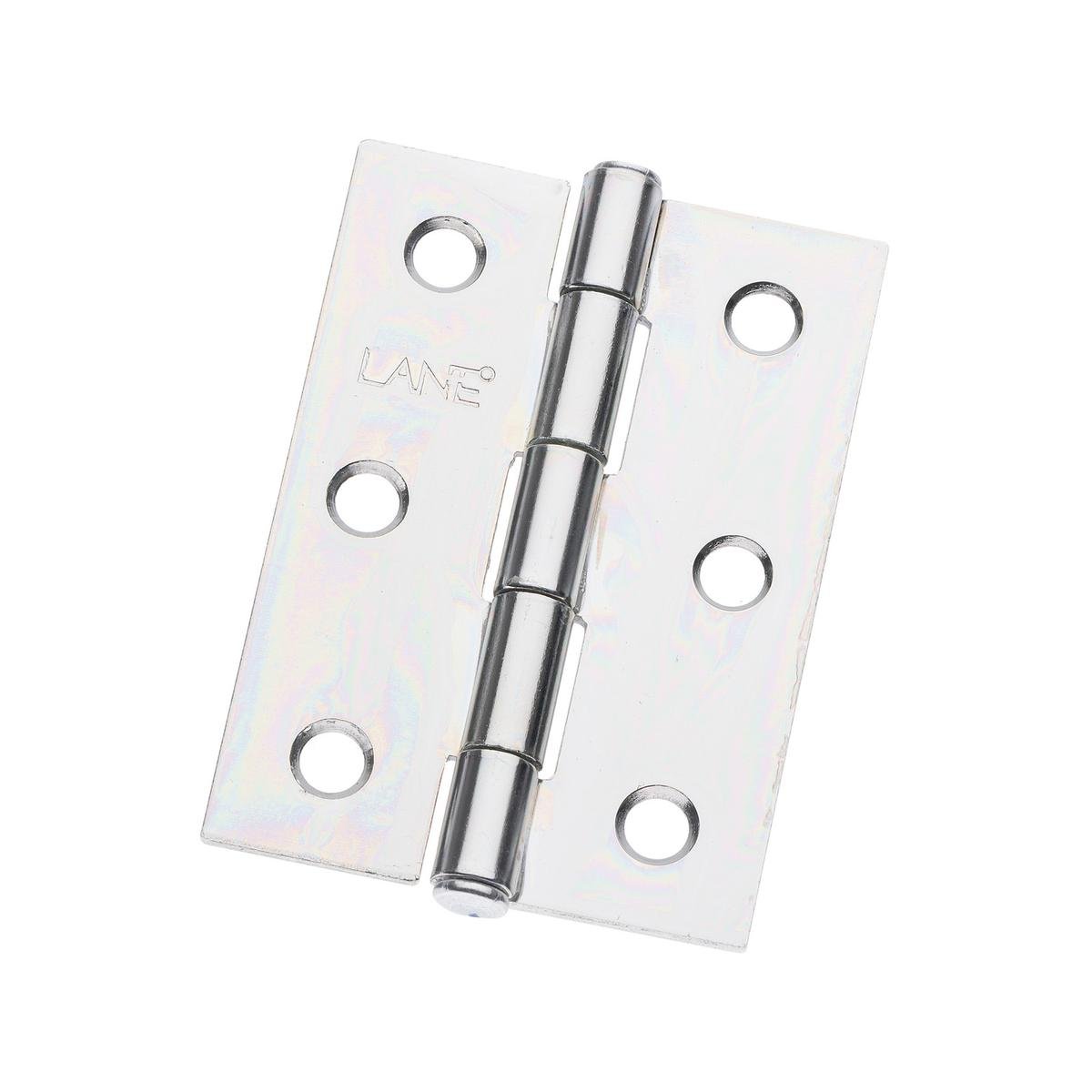 Lane 70 x 50 x 1.6mm Zinc Plated Durasmooth Fixed Pin Butt Hinge, 2 Pack