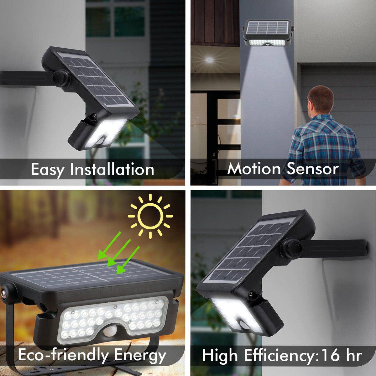 Arlec 7W Black Solar Powered Sensor LED Floodlight 800lm LVS937BK