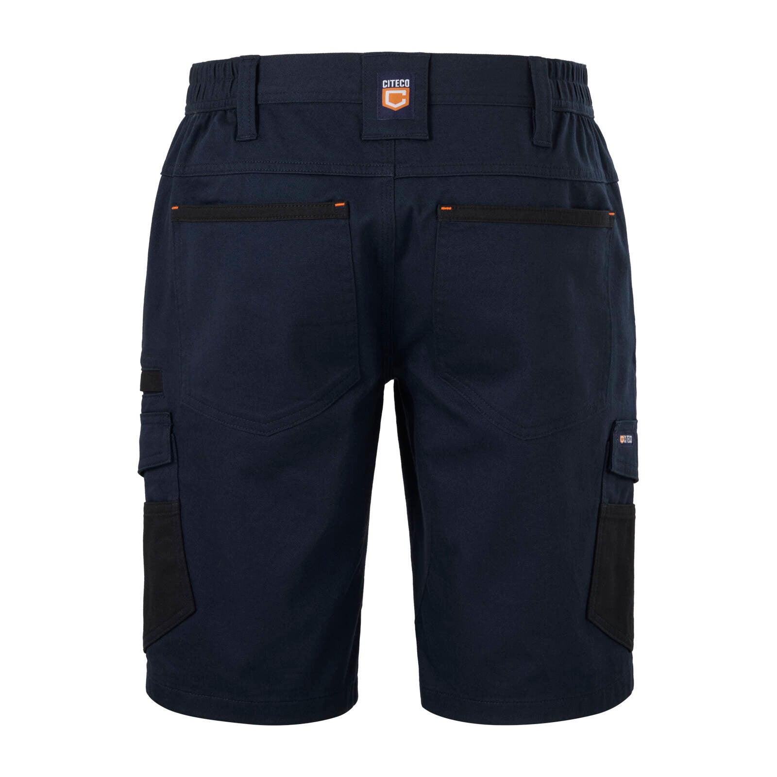 Citeco Navy Cotton Stretch Cargo Mid Shorts - 245gsm Twill, Size 82R