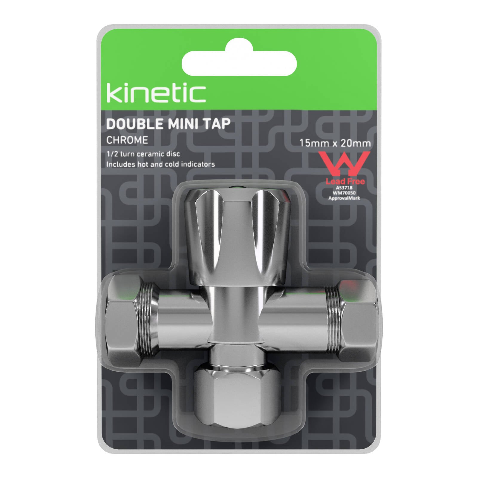 Kinetic 15mm x 20mm Chrome Lead Free Brass Double Mini Tap Hot and Cold