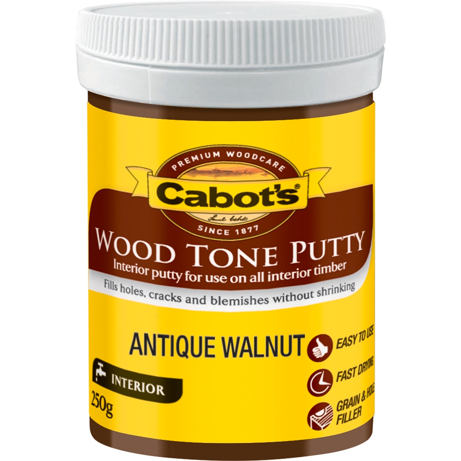 Cabot's 250g Antique Walnut Woodtone Putty, Fast-Drying Water-Based Interior Timber Filler