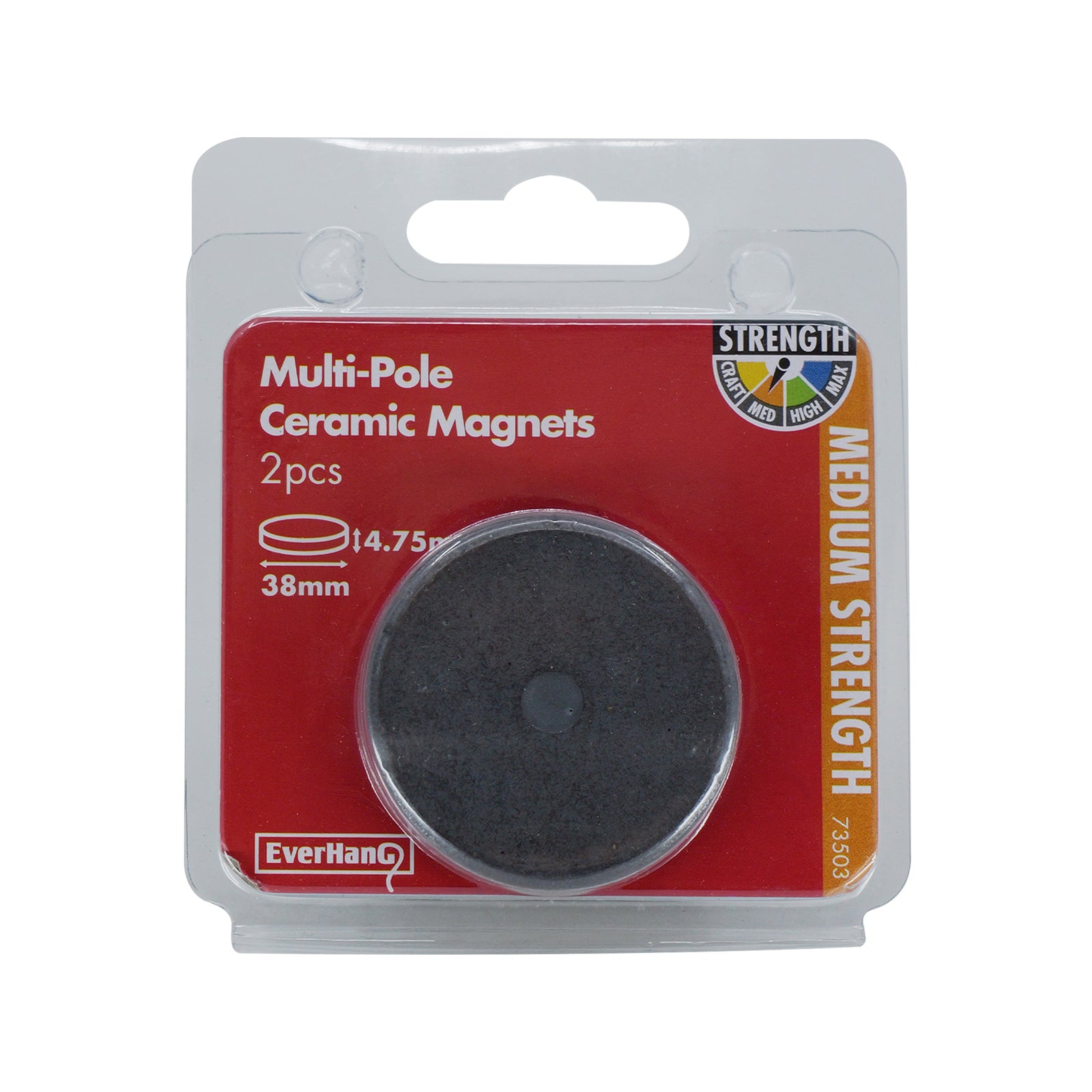 Everhang 38mm Ceramic Disc 1 Sided Magnet 2 Pack Ferrite Round