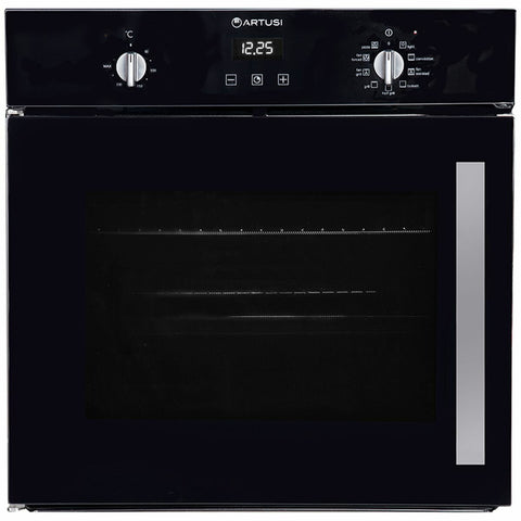 Artusi 60cm Side-Opening Electric Built-In Oven - 65L, Black, Reversible Door, Digital Timer - AOS652B