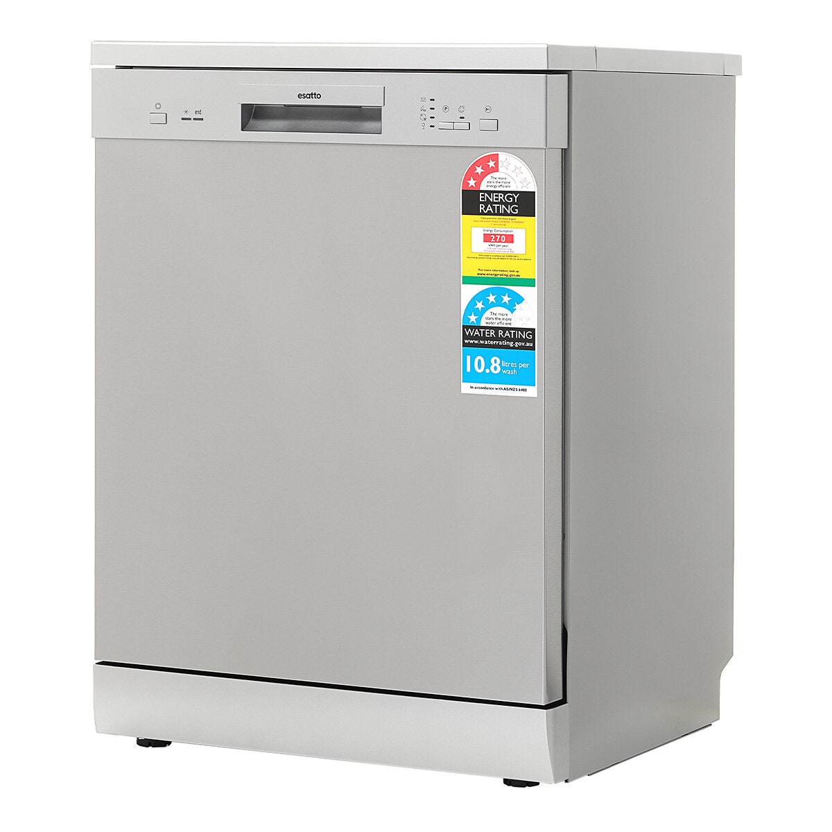 Esatto 60cm Freestanding Dishwasher - 12 Place Settings, Stainless Steel, 4 Programs, LED Controls - EDW6004S