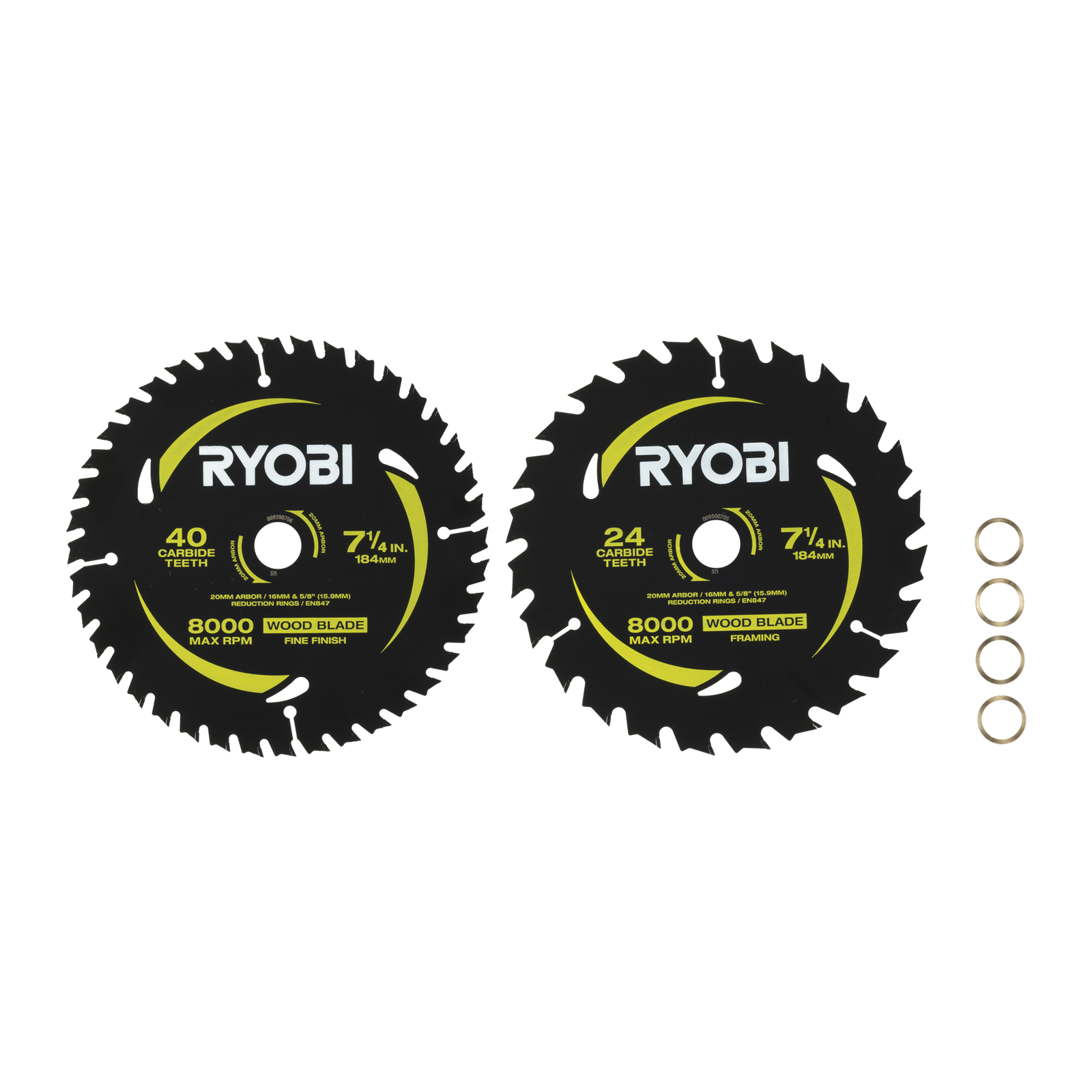 Ryobi 184mm 24T and 40T Circular Saw Blade 2 Pack RCSB1842S