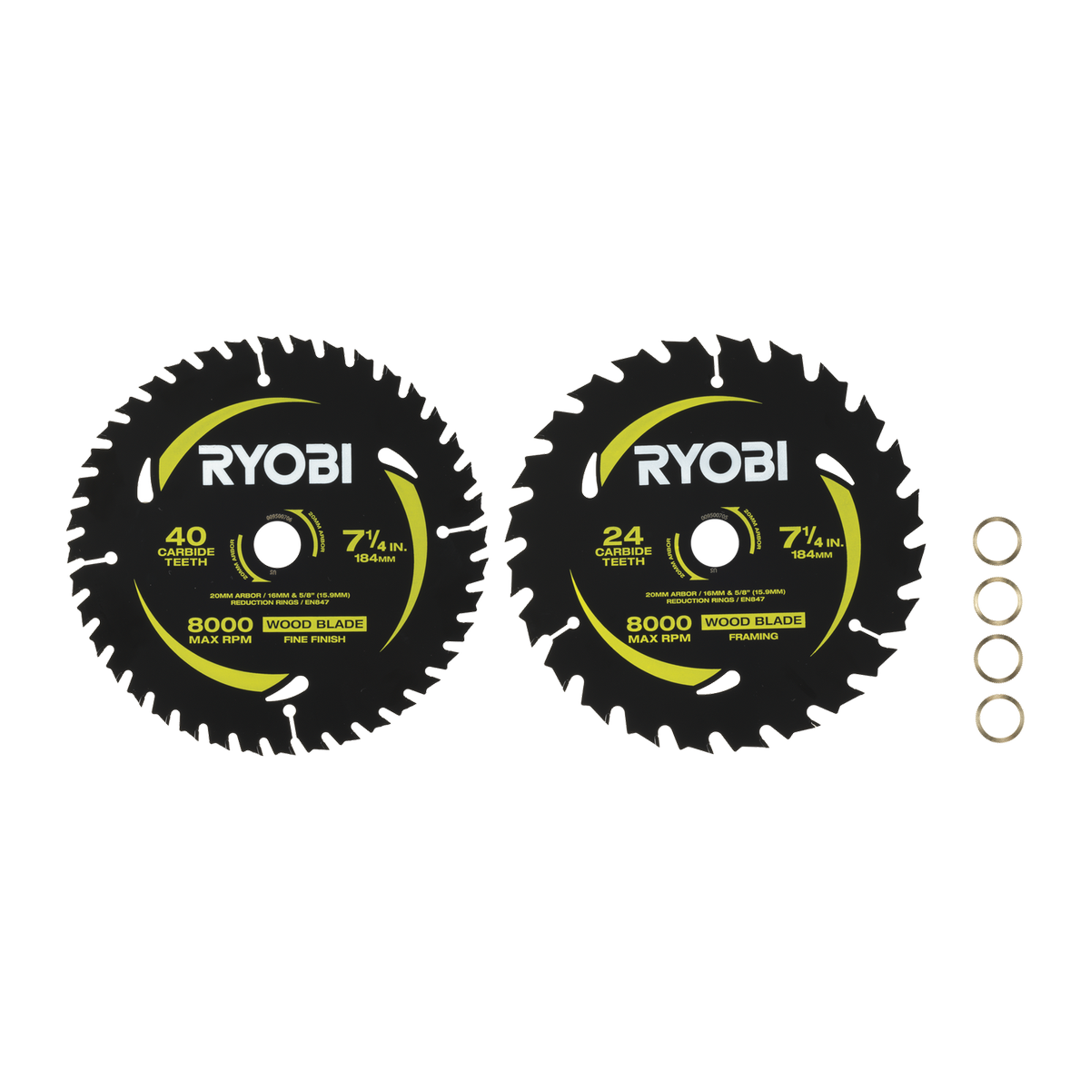 Ryobi Circular Saw Blade 2 Pack - 184mm 24T & 40T - Anti-Stick Coating - SuperSaverAU - view 1