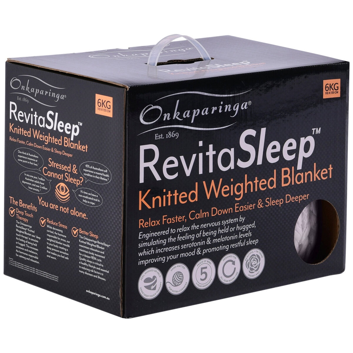 Onkaparinga 6kg Knitted Weighted Blanket - Grey, Glass Beads & Polyester Fibre - SuperSaverAU - view 6