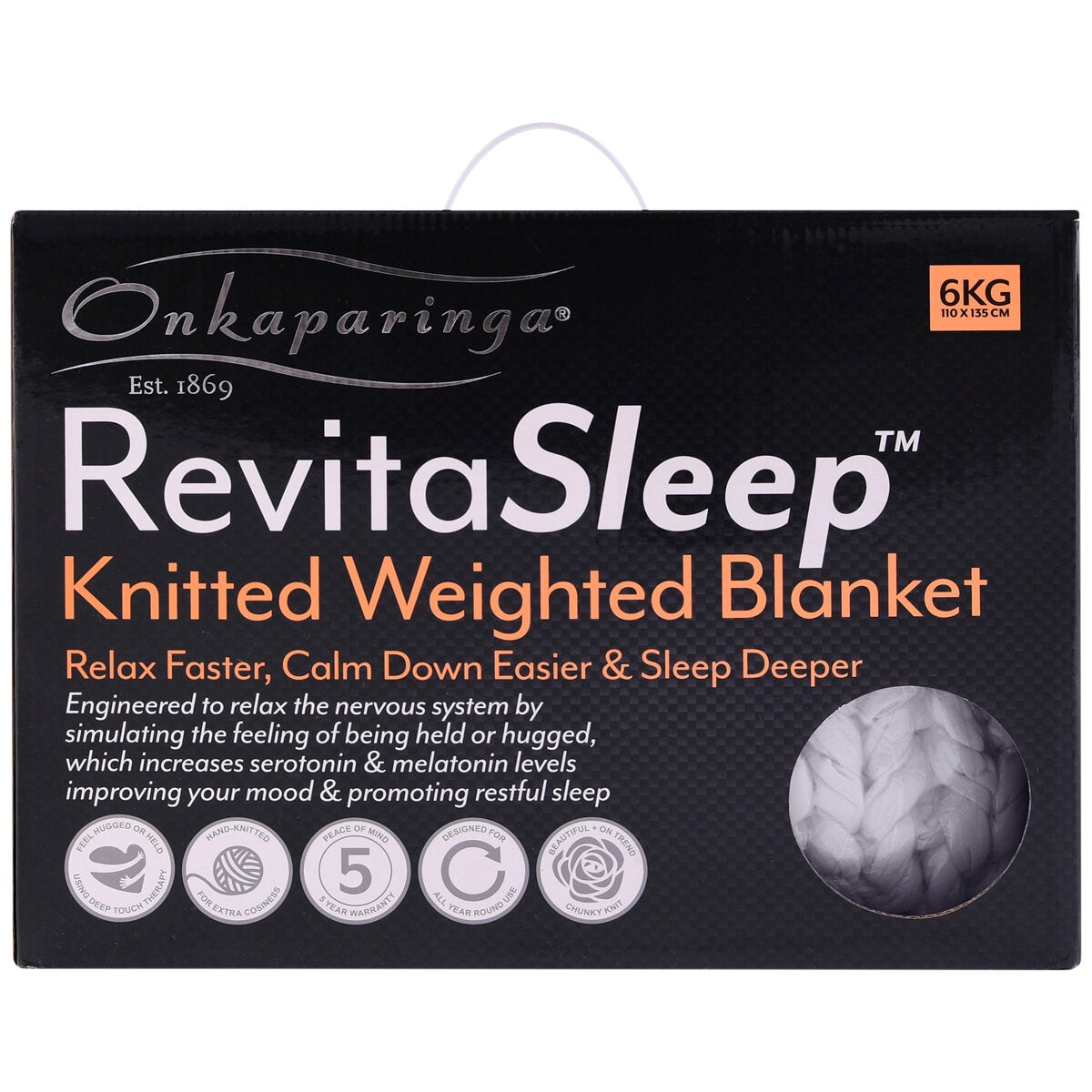 Onkaparinga 6kg Knitted Weighted Blanket - Grey, Glass Beads & Polyester Fibre - SuperSaverAU - view 1