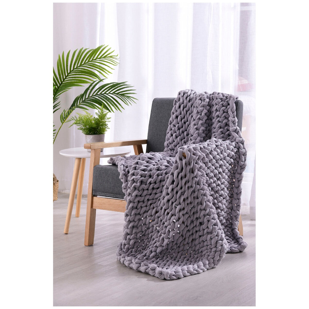 Onkaparinga 6kg Knitted Weighted Blanket - Grey, Glass Beads & Polyester Fibre - SuperSaverAU - view 4