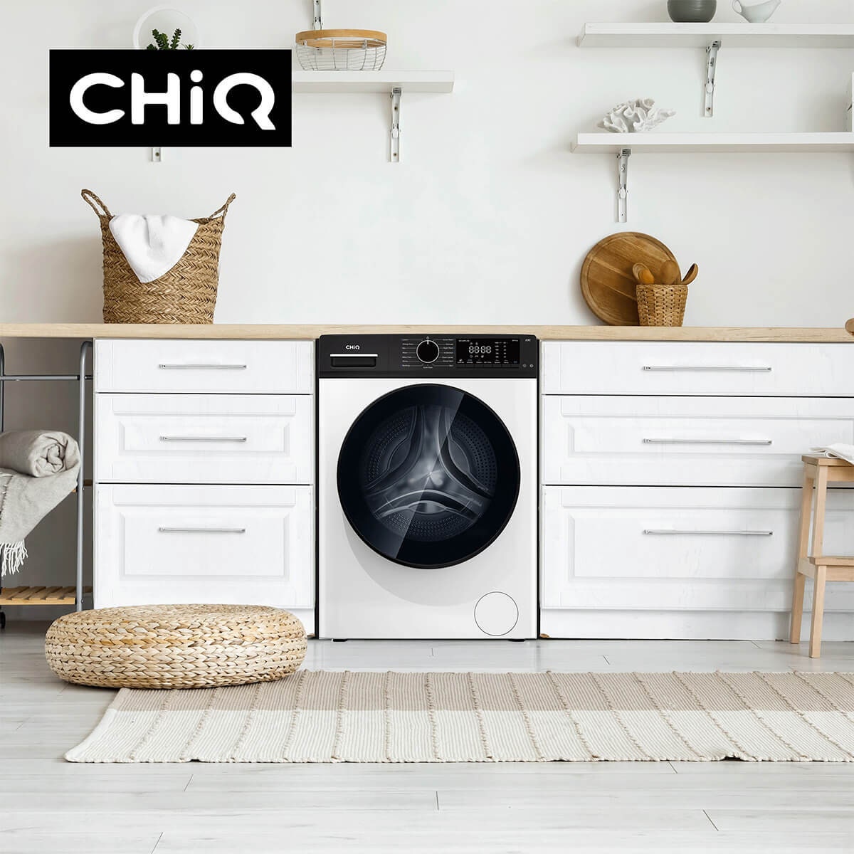 CHiQ 8.5kg Front Load Washing Machine - 577mm Space Pro Depth, 1400rpm Spin, Inverter Motor - WFL85PLSW