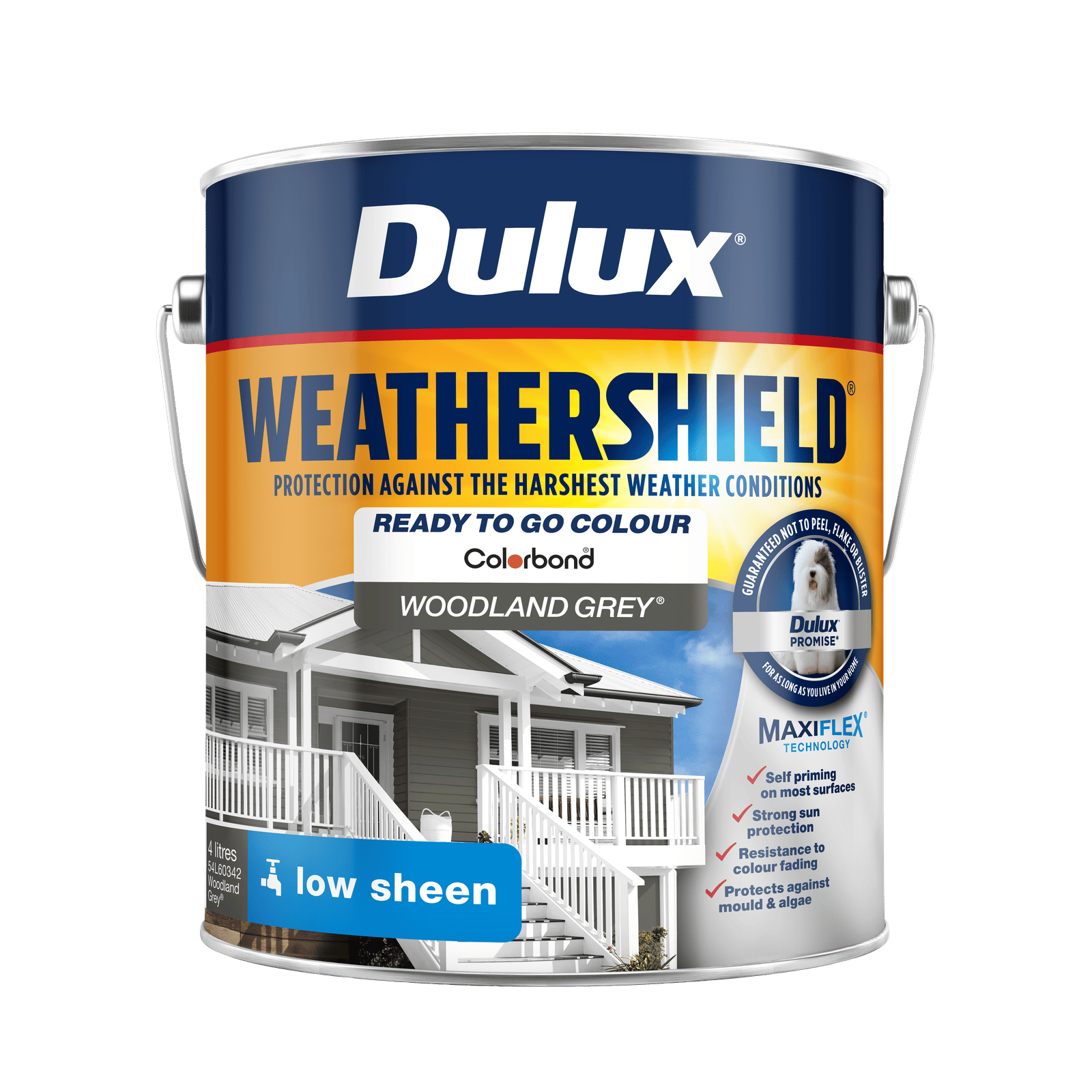 Dulux Weathershield 4L Woodland Grey Low Sheen Exterior Paint