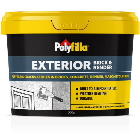 Polyfilla 500g Exterior Brick and Render Masonry Filler, Ready Mixed Paste, Cement Grey