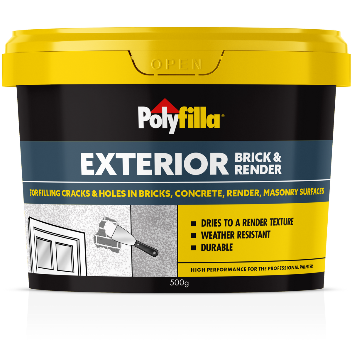 Polyfilla 500g Exterior Brick and Render Masonry Filler, Ready Mixed Paste, Cement Grey