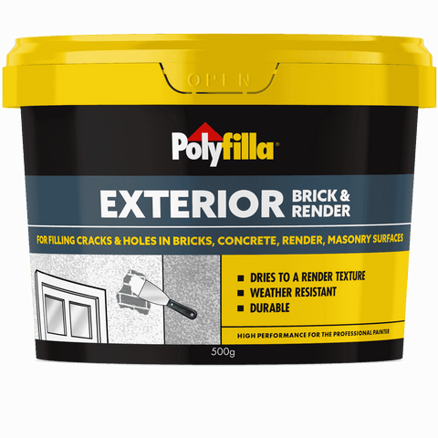 Polyfilla 500g Exterior Brick and Render Masonry Filler, Ready Mixed Paste, Cement Grey