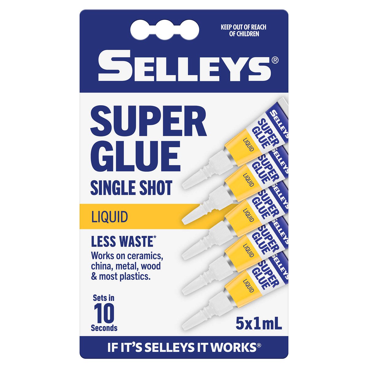 Selleys Super Glue 5 x 1ml Clear China Wood Paper Metal Rubber - SuperSaverAU - view 1