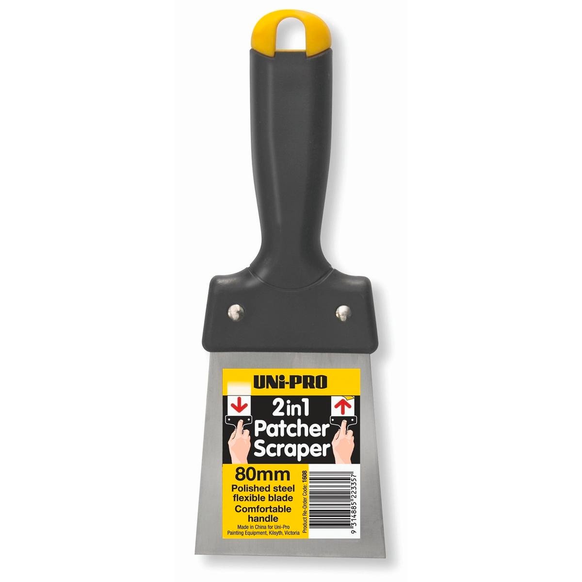 Uni-Pro 80mm 2 in 1 Patcher Scraper, Flexible Steel Blade for Patching & Scraping