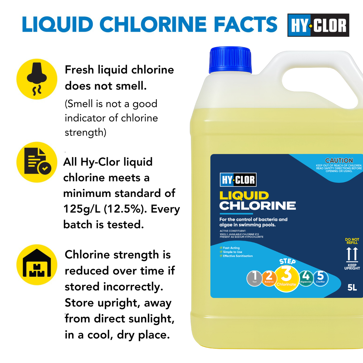 Hy-Clor 5L Liquid Chlorine Pool Sanitiser