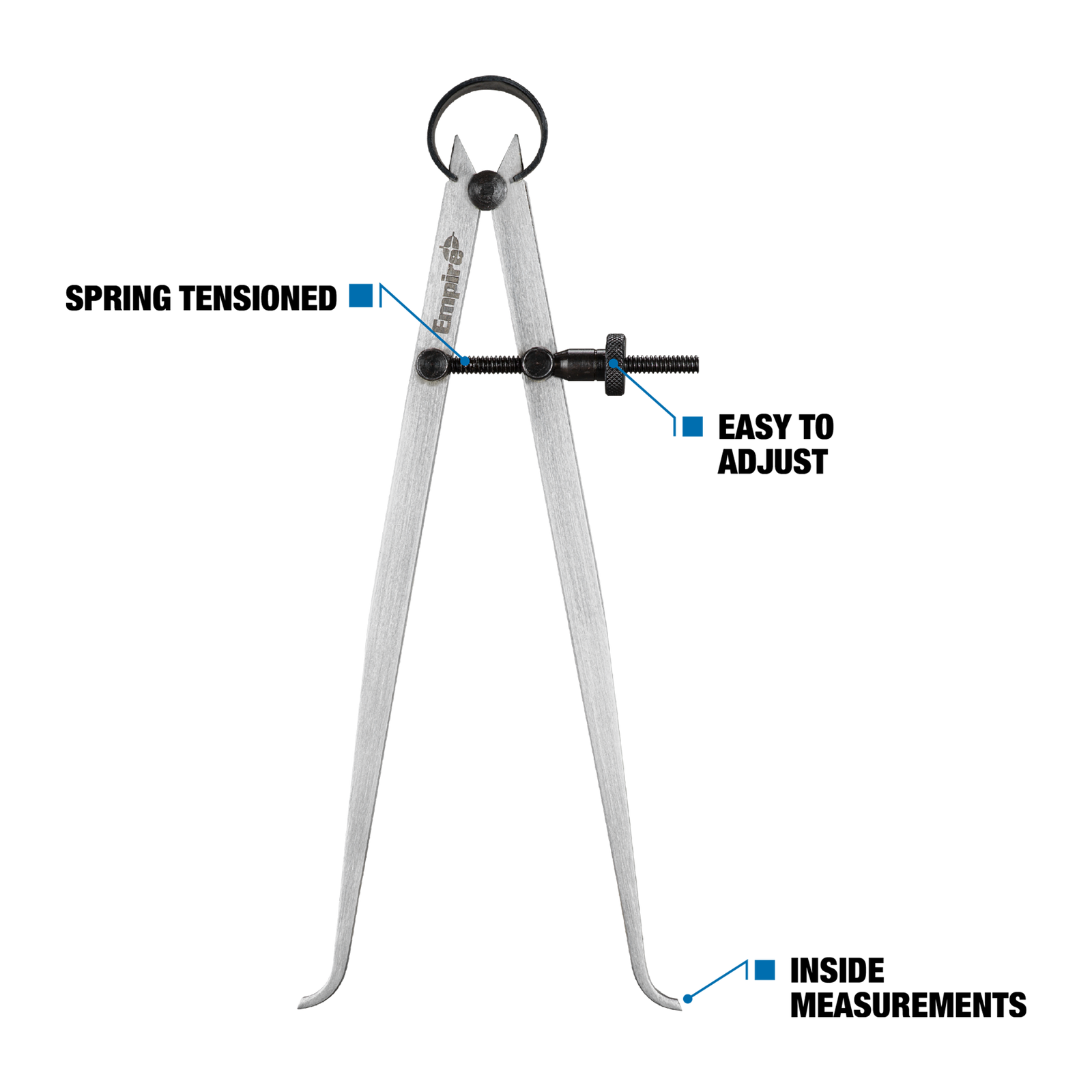 Empire 200mm Inside Spring Calipers - Carbon Steel, Lockable for Internal Measuring