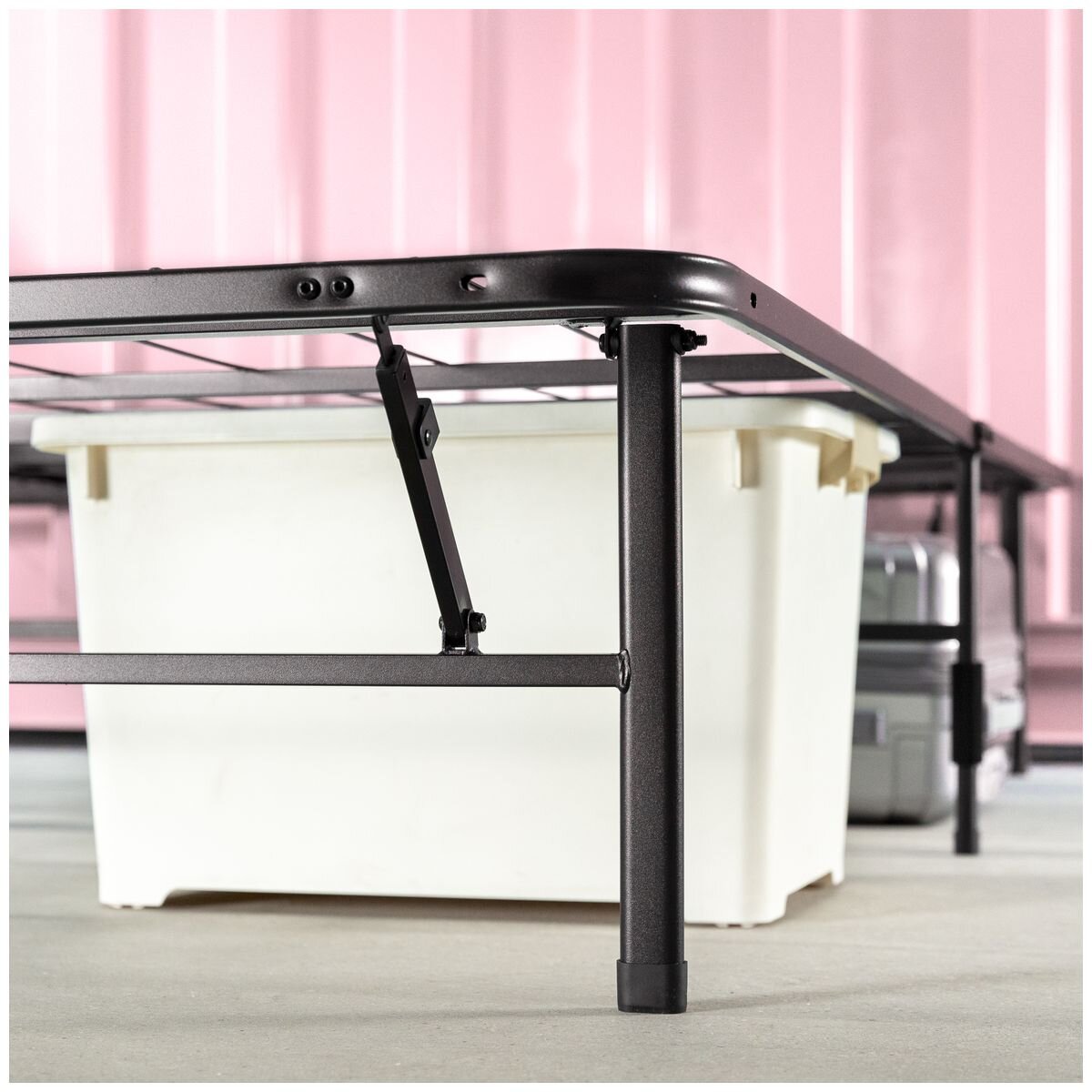 Zinus Smartbase Folding Bed Frame Queen - Black Steel, 33cm Under-Bed Clearance - AU-SBBK-14Q
