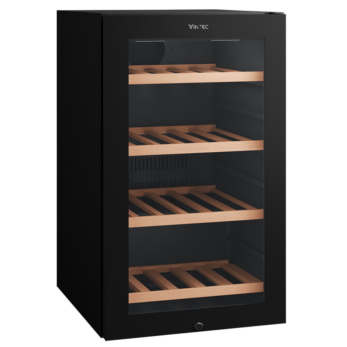 Vintec 35 Bottle Single Zone Underbench Wine Fridge - Black, Triple Glazed Door, Security Lock - VWS830FCB-X