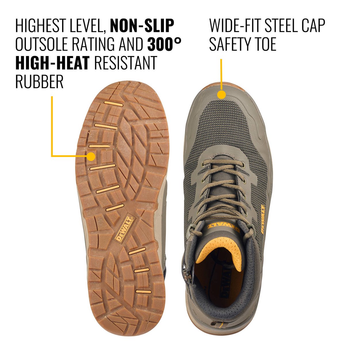 DeWALT Olive Forge Steel Cap Safety Work Boot Size 6 - SRC, 300C Heat Resistant