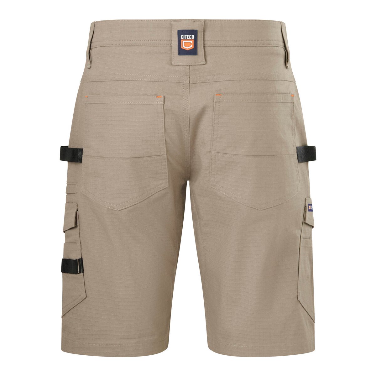 Citeco Ripstop Cargo Mid Shorts, Stretch Cotton, Khaki - Size 107R