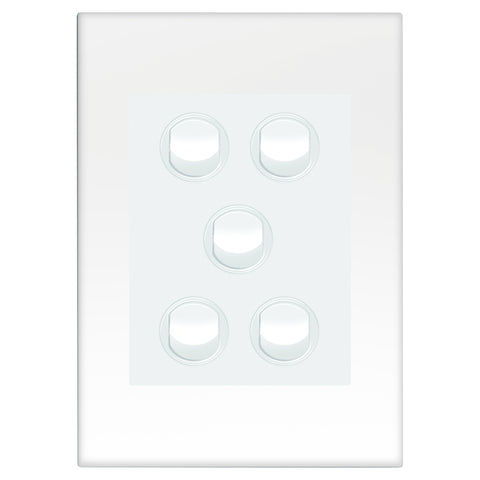 HPM VIVO 5 Gang Wall Switch, White, 10A 240V 2 Way (EV770/5WE)