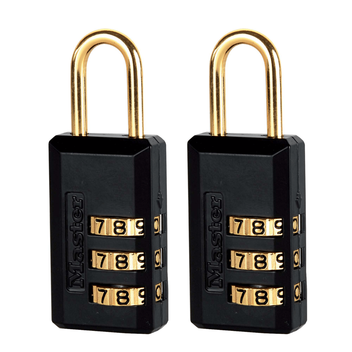 Master Lock 20mm Black Luggage Combination Padlock, 2 Pack, Resettable