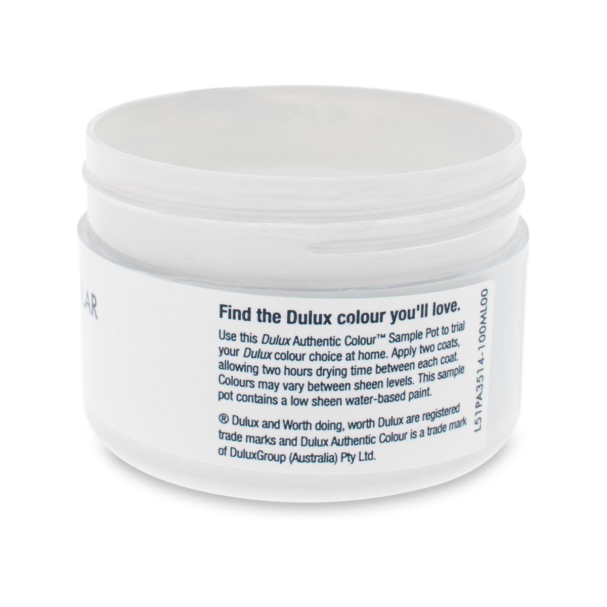 Dulux White Polar Quarter Sample Pot 100ml Water Based Low Sheen - SuperSaverAU - view 5